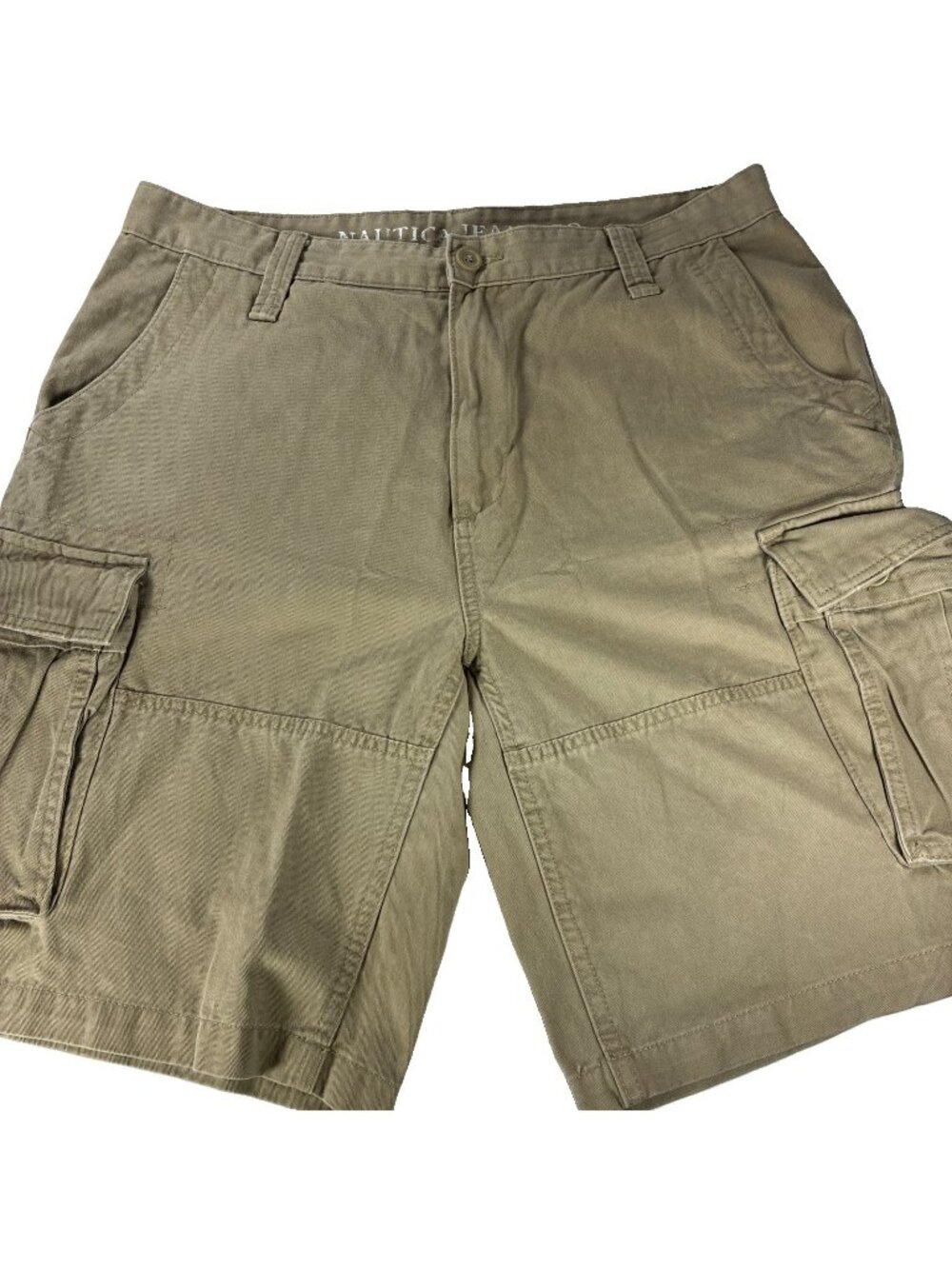 Nautica Jeans Co Men Cargo Shorts 36 Khaki Y2K Vintage Heavyweight Cotton Hiking